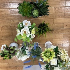 フェイクグリーンフラワー7点セットの画像