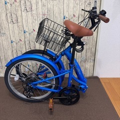 折りたたみ自転車20インチ(ブルー)の画像