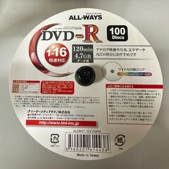 ☀️　ALL-WAYS DVD-R 4.7GB 1-16倍速対応 100枚 　インクジェットプリンタでのワイド印刷可能 ALDR47-16X100PWの画像
