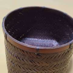 竹編み かご バスケット 網代編み 上円下方 蓋なし 和雑貨 インテリア 直径15cmの画像