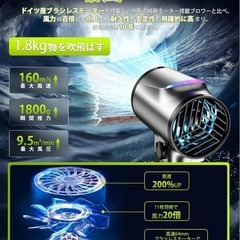 ブロワー⭐️洗車 1800g超強推力 160m/s大風量 エアダスター 日本企業の画像