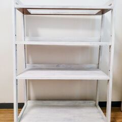 【破格】ホワイト木製棚　カントリー調　(白)の画像