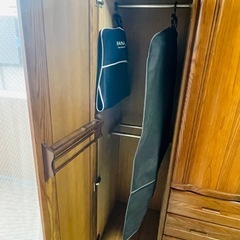 洋服タンス 大 天然木 茶 の画像