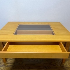 硝子天板 ローテーブル 引出付　ユーズド美品の画像