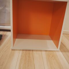 カラーボックス　オレンジ　２個セット 横35 奥行29 高さ35の画像