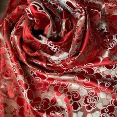 生地 花柄ジャガード　赤　シングル幅の画像