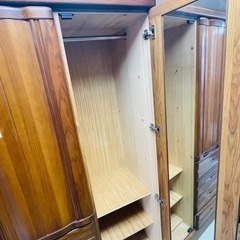 洋服タンス 大 天然木 茶 の画像