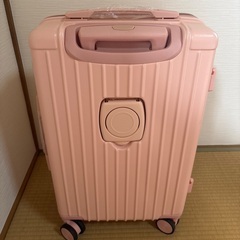 マカロンカラー（ピンク） スーツケース　カップホルダー付、フック付の画像