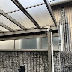 ｱﾙﾐ製　テラス(片流れ屋根)　サイドパネル付き　中古品の画像