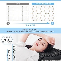 枕⭐️快眠 洗える枕 TPE ハニカム アイマスク&洗い替え枕カバー付き 高反発の画像