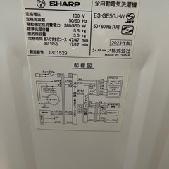  SHARP 洗濯機 5.5kg 2023年製 美品 ほぼ新品 ES-GE5GJの画像