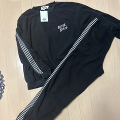 新品！150 スウェット　フリース　黒上下の画像