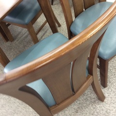 【懐かしいデザイン】 ダイニングセット　大川家具　食卓テーブルセット　イス4脚　合皮座面　：ダークブラウンの画像