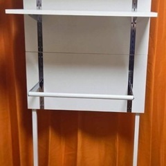 ランドリーラック　ホワイト　おしゃれ　北欧　お風呂　脱衣室　脱衣所　洗濯機上　洗濯機　スリム　ラックの画像