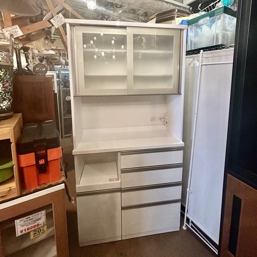 ニトリ 食器棚 リガーレ キッチンボード カップボード システムボード キッチン収納 家電収納棚 レンジボード ホワイト モダン シンプル 大容量 食器収納 炊飯器置き場付き