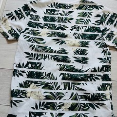 BENO 葉柄 Tシャツ Lサイズ ホワイト/グリーンの画像