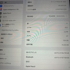 iPad Air 11インチ(M2) 128GB+Apple Pencil Proの画像