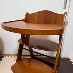 KATOJI カトージ プレミアムベビーチェア ブラウン テーブル付き 木製 ハイチェア の画像
