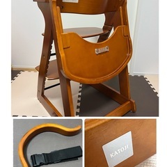 KATOJI カトージ プレミアムベビーチェア ブラウン テーブル付き 木製 ハイチェア の画像