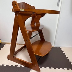 KATOJI カトージ プレミアムベビーチェア ブラウン テーブル付き 木製 ハイチェア の画像