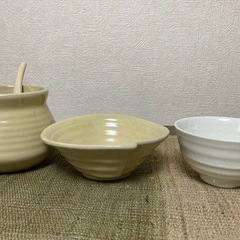 土鍋10号　取り皿、ガラ入れ、茶碗、レンゲセットの画像