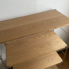 無印良品 ステンレス ユニットシェルフ オーク材 棚 本棚 ワイド 中の画像
