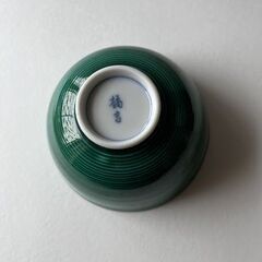 たち吉　エメラルドグリーンの湯のみ5客　交趾焼・漆箱付きの画像