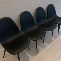 回転式ダイニングチェア　4脚セット　ブラック　黒の画像