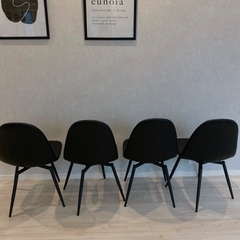 回転式ダイニングチェア　4脚セット　ブラック　黒の画像