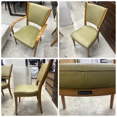 📣訳あり大特価🉐【karimoku】4人用　ダイニングセット　アームチェア　緑　グリーン　ナチュラル　木製　幅125×高71×奥75㎝　カリモク　筑波産商　ダイニングチェア　アームチェア　リサイクルショップ　朝霞市　ケイラック朝霞田島店　志木市　和光市　GM454の画像