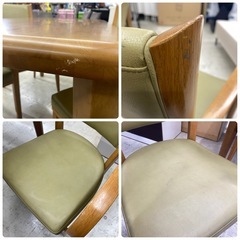 📣訳あり大特価🉐【karimoku】4人用　ダイニングセット　アームチェア　緑　グリーン　ナチュラル　木製　幅125×高71×奥75㎝　カリモク　筑波産商　ダイニングチェア　アームチェア　リサイクルショップ　朝霞市　ケイラック朝霞田島店　志木市　和光市　GM454の画像