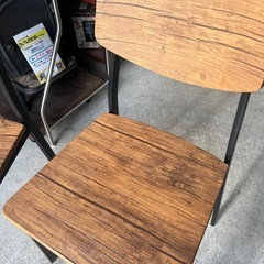 ダイニングチェア 2脚セット 木目調 スチールフレーム 中古現状品！ ③の画像