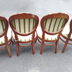 ダイニング5点セット テーブル4脚付き 楕円形 ロココ式 猫脚 アンティーク調の画像