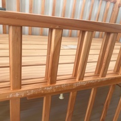 収納付き木製ベビーベット/70×120cmの画像