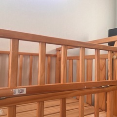 収納付き木製ベビーベット/70×120cmの画像