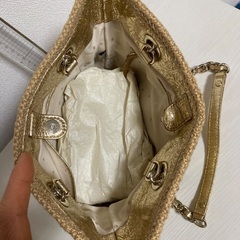 FONTANADITREBBIA ミニボストンバッグ イタリア製& Katespade スパンコールトートバッグ ゴールドの画像