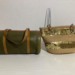 FONTANADITREBBIA ミニボストンバッグ イタリア製& Katespade スパンコールトートバッグ ゴールドの画像