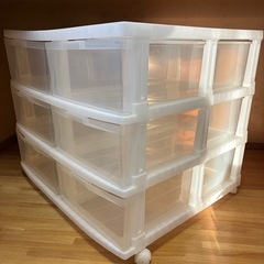 キャスター付きクリアボックス 6箇所収納の画像