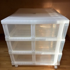 キャスター付きクリアボックス 6箇所収納の画像