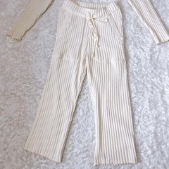 nairo ナイロ　ルームウェアセット　ニット　リブ　アイボリー セットアップの画像