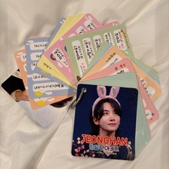 セブチジョンハングッズ　1番くじ商品・うちわ2種・韓国語単語カードの画像