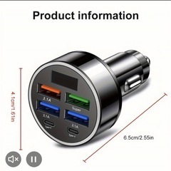 ⭐️新品・未使用・未開封⭐️色：ブラック ⭐️超高速充電カーアダプター🟪Superモード&3.1A & デュアルType-C🟪デジタルディスプレイ🟪夜間照明がすごく綺麗🟪私も使用していますSuperモードは超充電が早くて大変いいですよ‼️の画像
