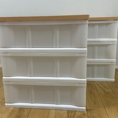  プラスチック製 3段引き出し収納　2セットの画像