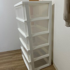 収納ケース　クリア　５段　キャスター付き
の画像