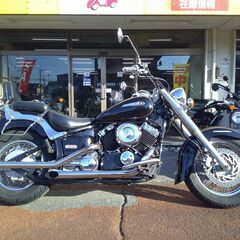 NO.5547　ヤマハ　ドラッグスター４００クラシック　ＶＨ０１Ｊ 　スラッシュカットマフラー　バックレスト　サイドバックサポート付き　ブラック　☆彡の画像