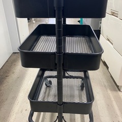 I 2511-207 ワゴン ブラック キズ 汚れあり ※ 2段目に留め具がないです　の画像