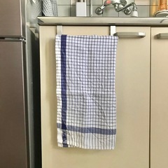 イヤマ　Irma　キッチンタオル　チェック柄　ホワイト　ブルー　2点　セットの画像