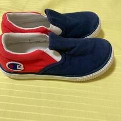 【18cm】Champion スリッポンシューズ ネイビー/レッドの画像