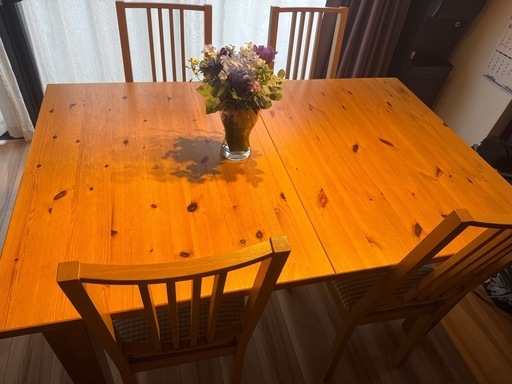 【IKEA / ダイニングテーブル】STORNAS 椅子4脚付き木製