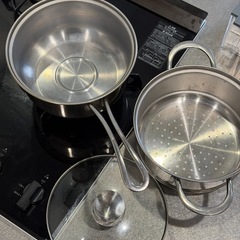 ステンレス二段蒸し鍋（ガラス蓋付き）の画像